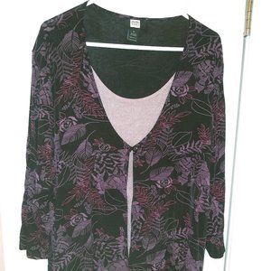 Lovely One-Piece Black and Plum Long-Sleeved Blous